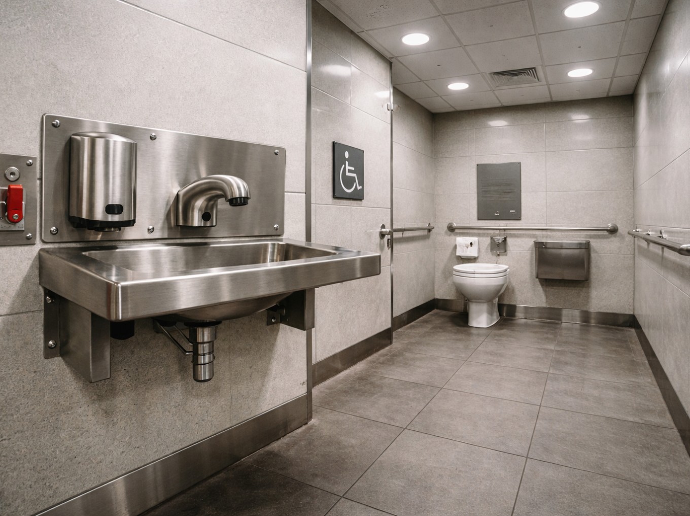 European transit hub washroom modernization with vandal-resistant fixtures